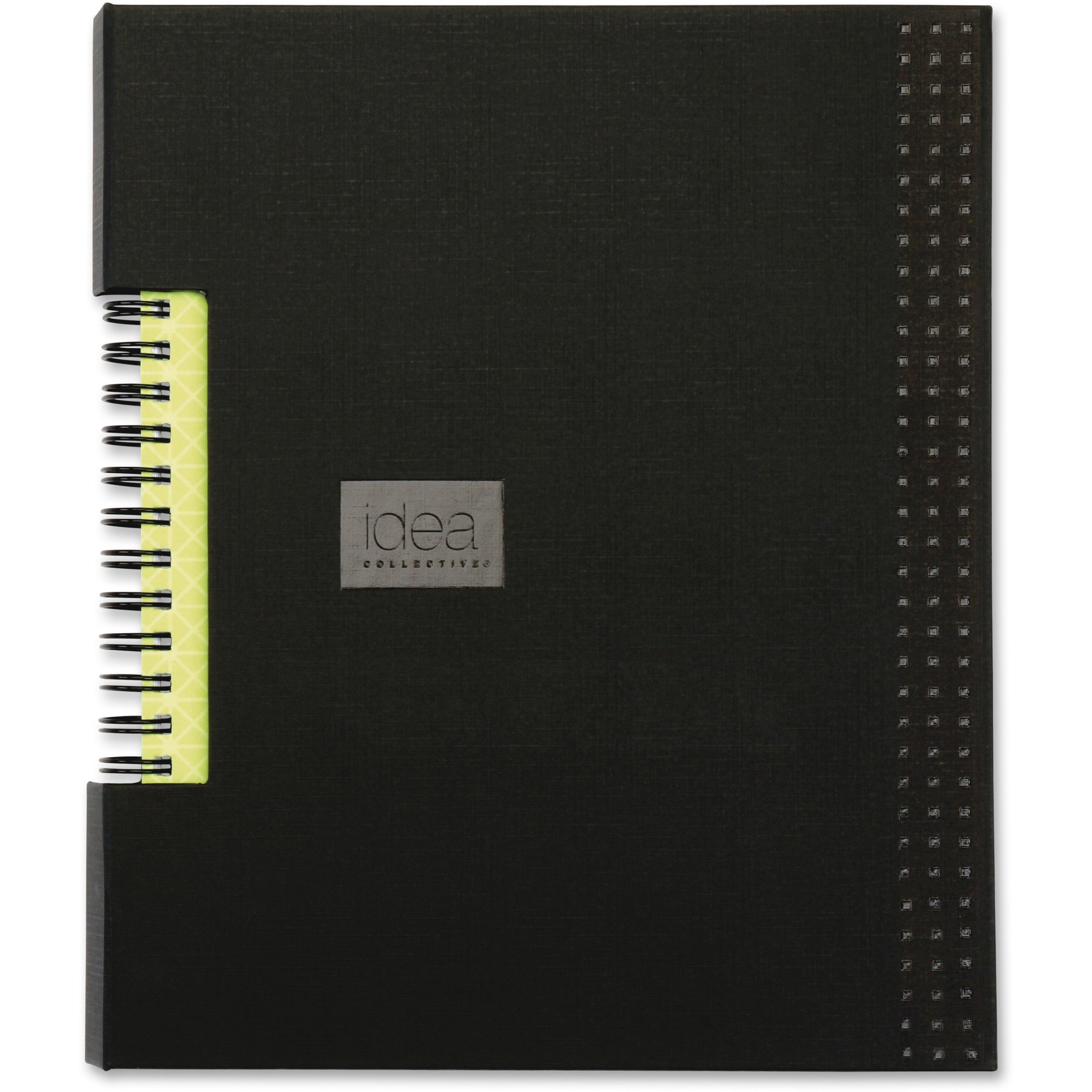 TOPS Idea Collective Wirebound Notebook - Twin Wirebound - Ruled Front Ruling - 6" x 8" Sheet Size - Black Cover - Hard Cover, Expandable Pocket - 1 Each