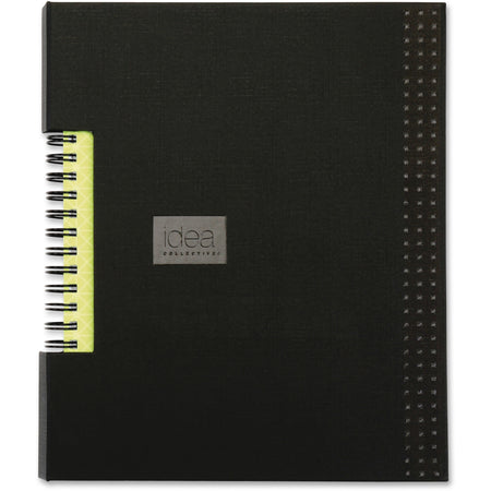 TOPS Idea Collective Wirebound Notebook - Twin Wirebound - Ruled Front Ruling - 6" x 8" Sheet Size - Black Cover - Hard Cover, Expandable Pocket - 1 Each