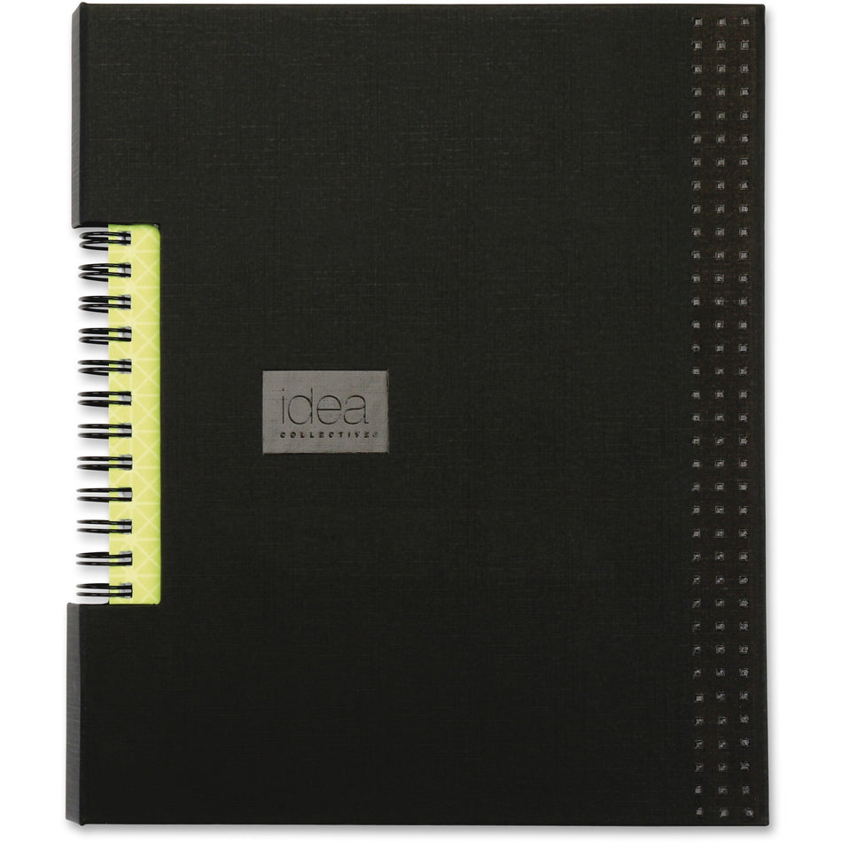 TOPS Idea Collective Wirebound Notebook - Twin Wirebound - Ruled Front Ruling - 6" x 8" Sheet Size - Black Cover - Hard Cover, Expandable Pocket - 1 Each
