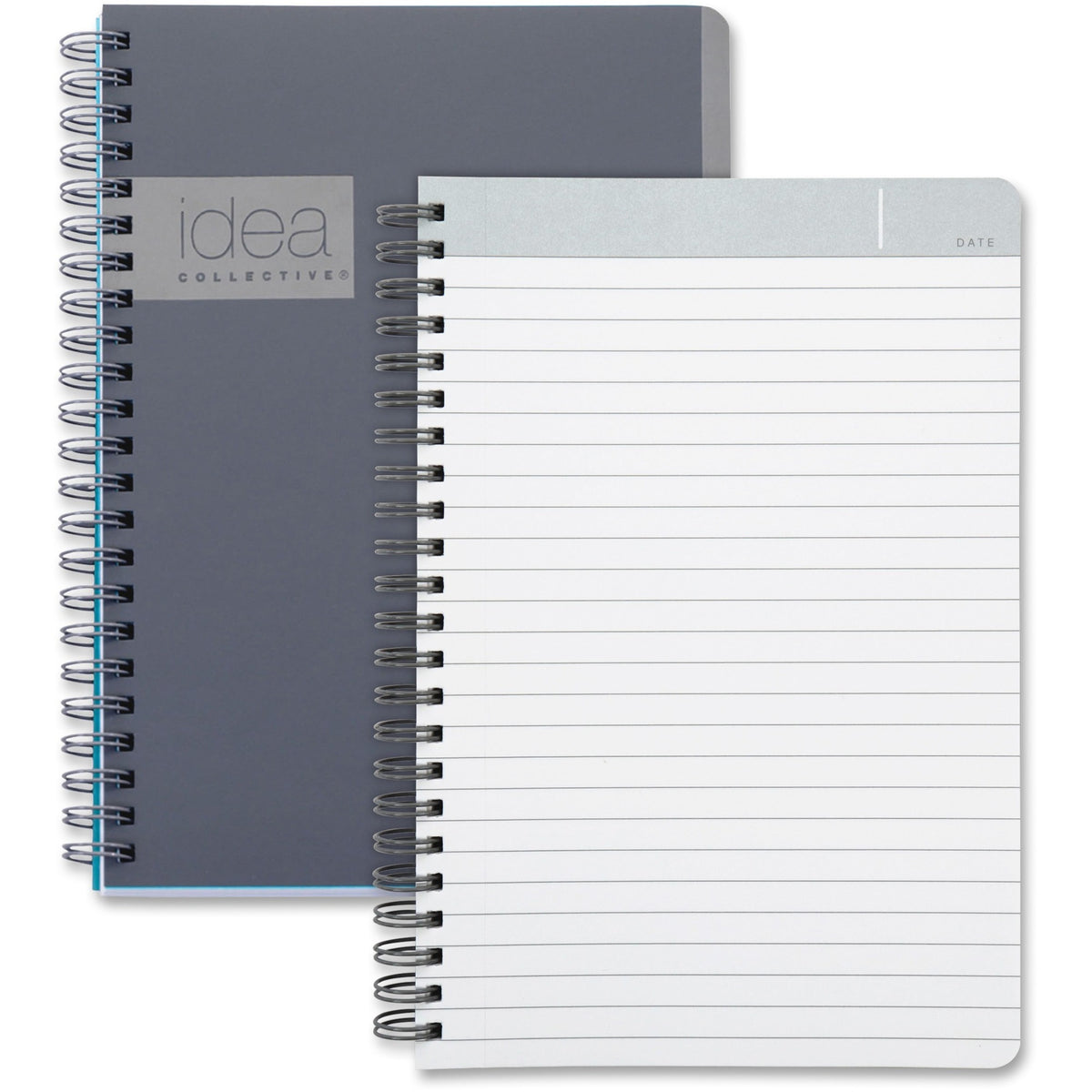 TOPS Idea Collective Professional Notebook - Twin Wirebound - College Ruled Front Ruling - 5" x 8" Sheet Size - Gray Cover - Soft Cover, Perforated - 1 Each