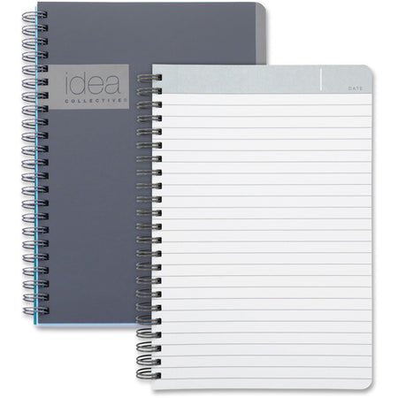 TOPS Idea Collective Professional Notebook - Twin Wirebound - College Ruled Front Ruling - 5" x 8" Sheet Size - Gray Cover - Soft Cover, Perforated - 1 Each