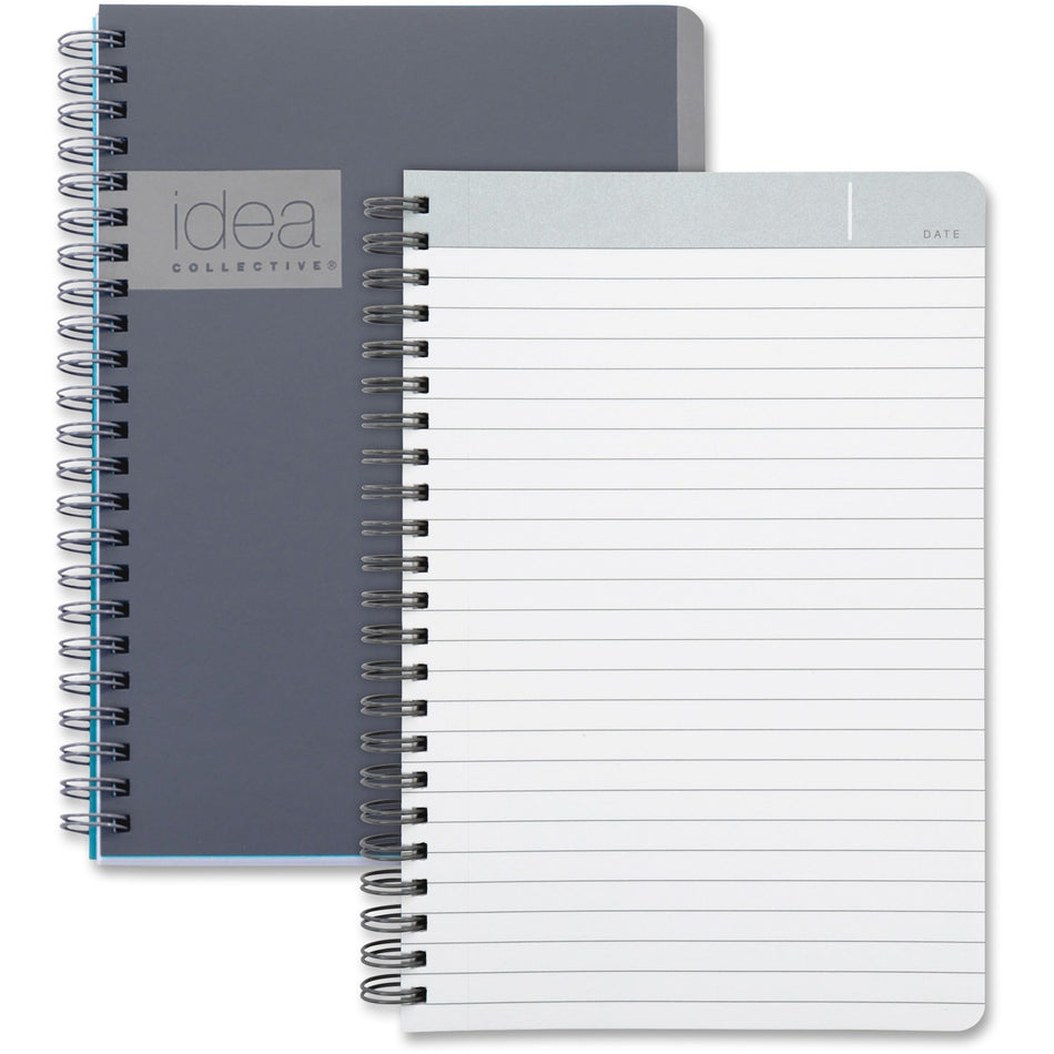 TOPS Idea Collective Professional Notebook - Twin Wirebound - College Ruled Front Ruling - 5" x 8" Sheet Size - Gray Cover - Soft Cover, Perforated - 1 Each