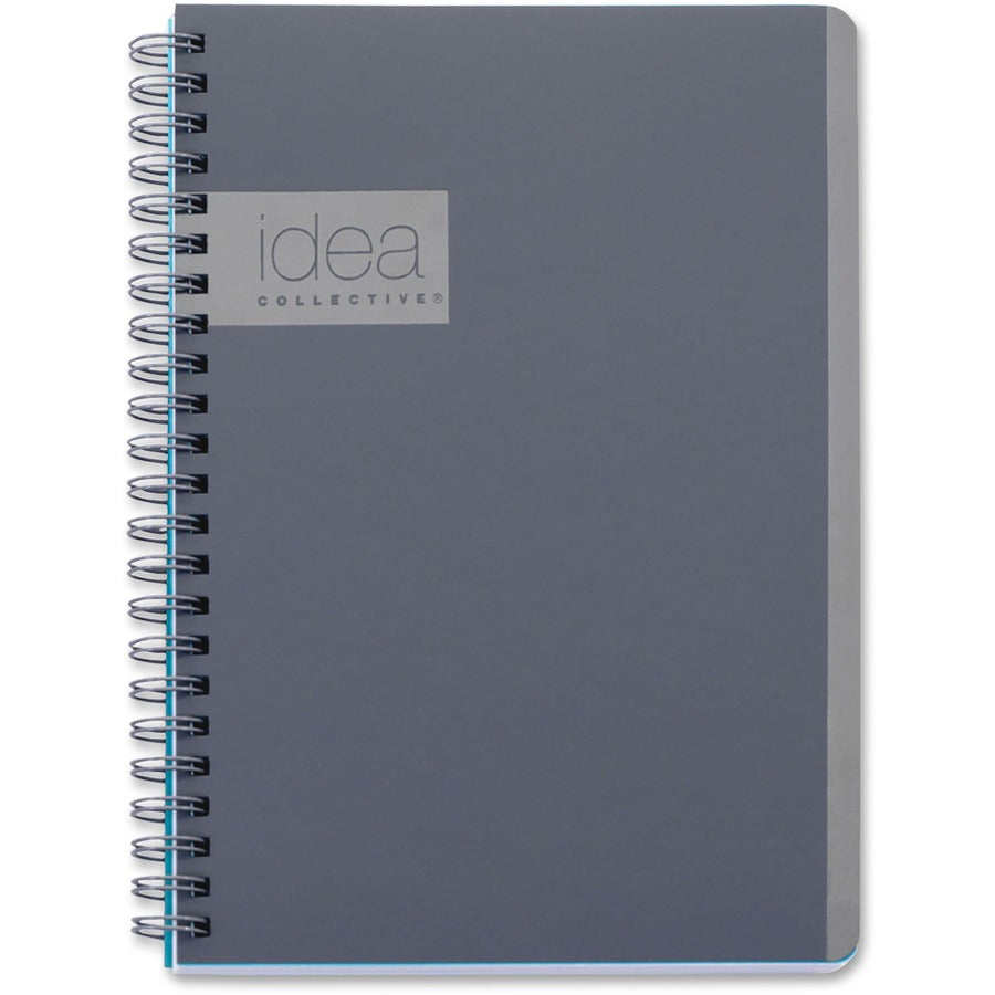 TOPS Idea Collective Professional Notebook - Twin Wirebound - College Ruled Front Ruling - 5" x 8" Sheet Size - Gray Cover - Soft Cover, Perforated - 1 Each