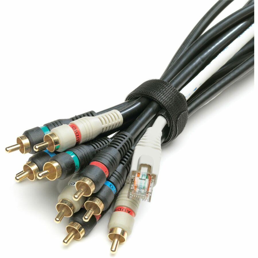 VELCRO®  One Wrap Light-duty Thin Bundling Ties - 5" Width x 8" Length - Black - 50 / Pack