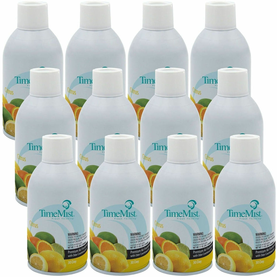 TimeMist Metered 30-Day Citrus Scent Refill - Spray - 6000 ftÔøΩ - 6.6 fl oz (0.2 quart) - Citrus - 30 Day - Long Lasting, Odor Neutralizer - 12 / Carton