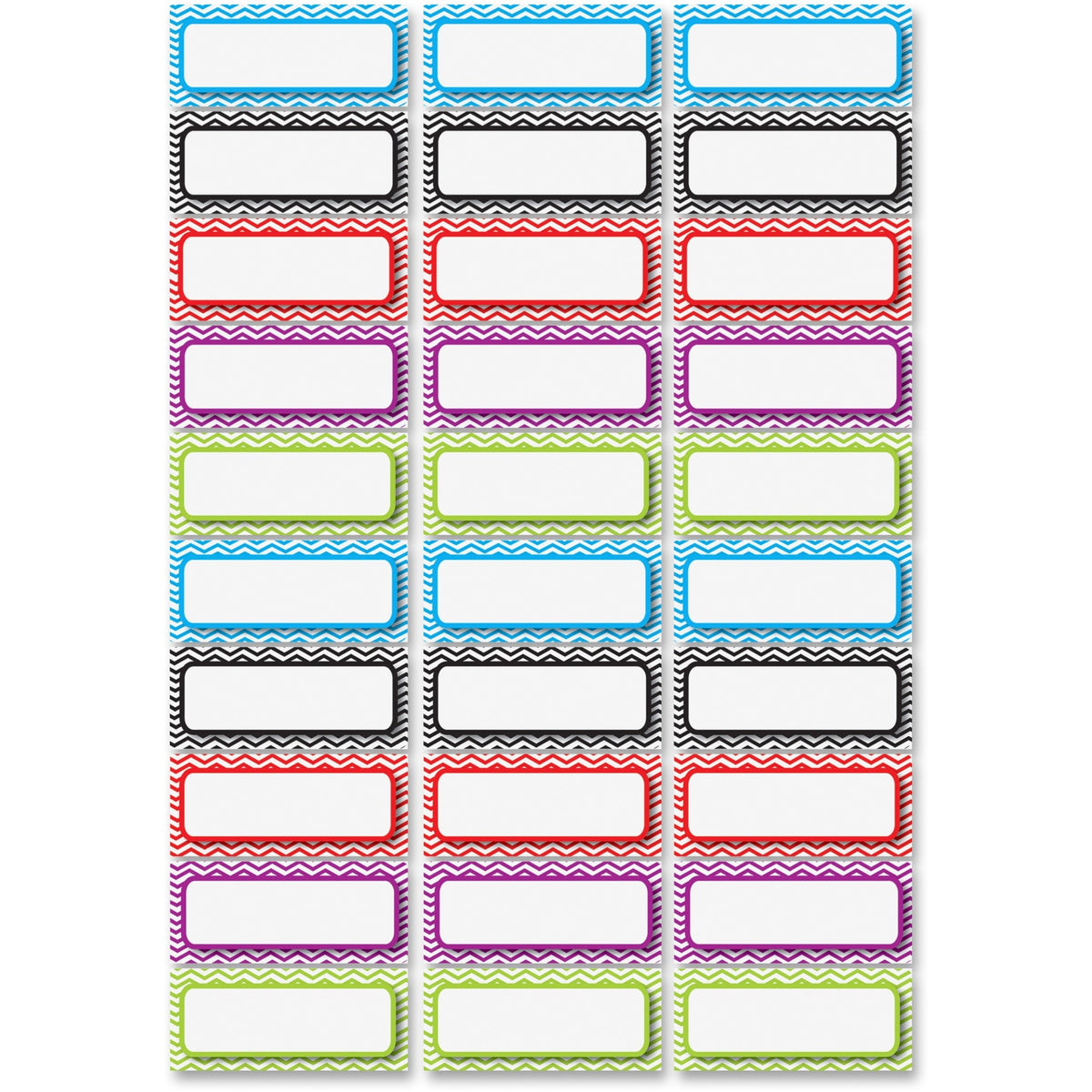 Ashley Dry Erase Chevron Nameplate Magnets - 30 x Rectangle Shape - Magnetic - Chevron - Die-cut, Write on/Wipe off, Heavy Duty - Multicolor - Foam - 30 / Pack