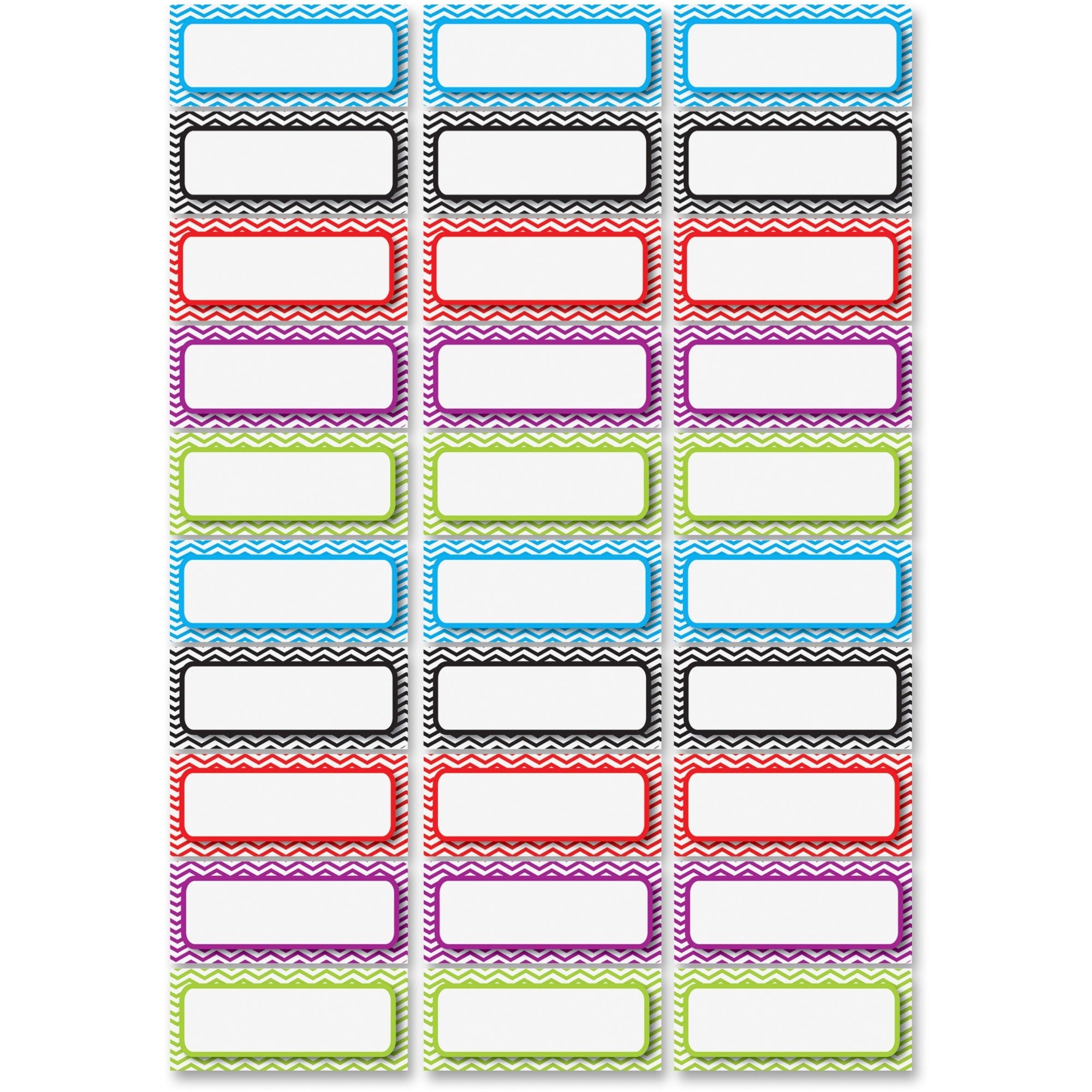Ashley Dry Erase Chevron Nameplate Magnets - 30 x Rectangle Shape - Magnetic - Chevron - Die-cut, Write on/Wipe off, Heavy Duty - Multicolor - Foam - 30 / Pack