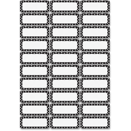 Ashley Dry Erase Black/White Dots Nameplate Magnets - Magnetic - Dotted - Die-cut, Write on/Wipe off - Black, White - 30 / Pack