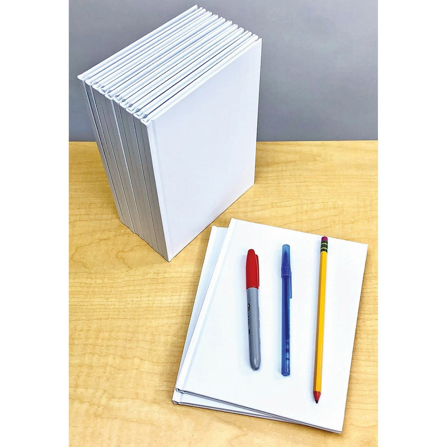 Ashley Hardcover Blank Book - 28 Pages - Plain - 6" x 8" Sheet Size - White Paper - Hard Cover, Durable - 1 Each