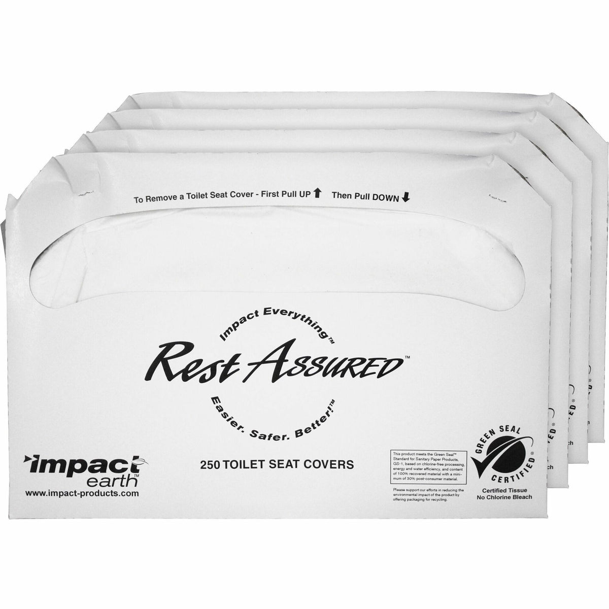 Impact Toilet Seat Covers - Half-fold - White - Paper - 250/Pack - 4 / Carton