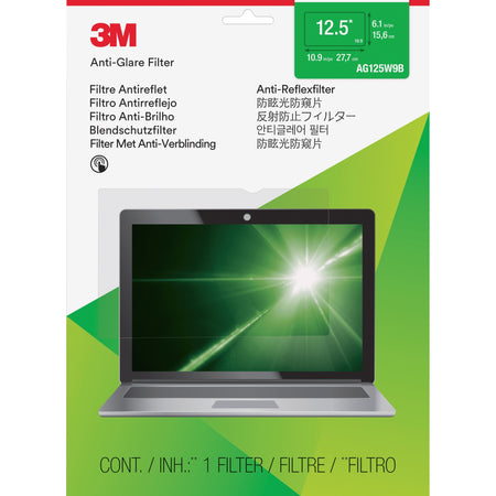 3M Anti-Glare Filter Clear, Matte - For 12.5" Widescreen LCD Notebook - 16:9 - Scratch Resistant, Fingerprint Resistant, Dust Resistant - Anti-glare - 1 Each