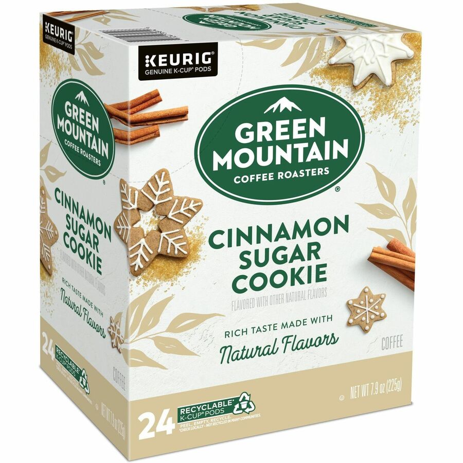Green Mountain Coffee K-Cup, Pod Coffee - Compatible with Keurig Brewer - Regular - Light - K-Cup, Pod - Cinnamon Sugar Cookie - Kosher - 24 / Pack