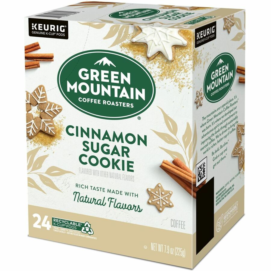 Green Mountain Coffee K-Cup, Pod Coffee - Compatible with Keurig Brewer - Regular - Light - K-Cup, Pod - Cinnamon Sugar Cookie - Kosher - 24 / Pack