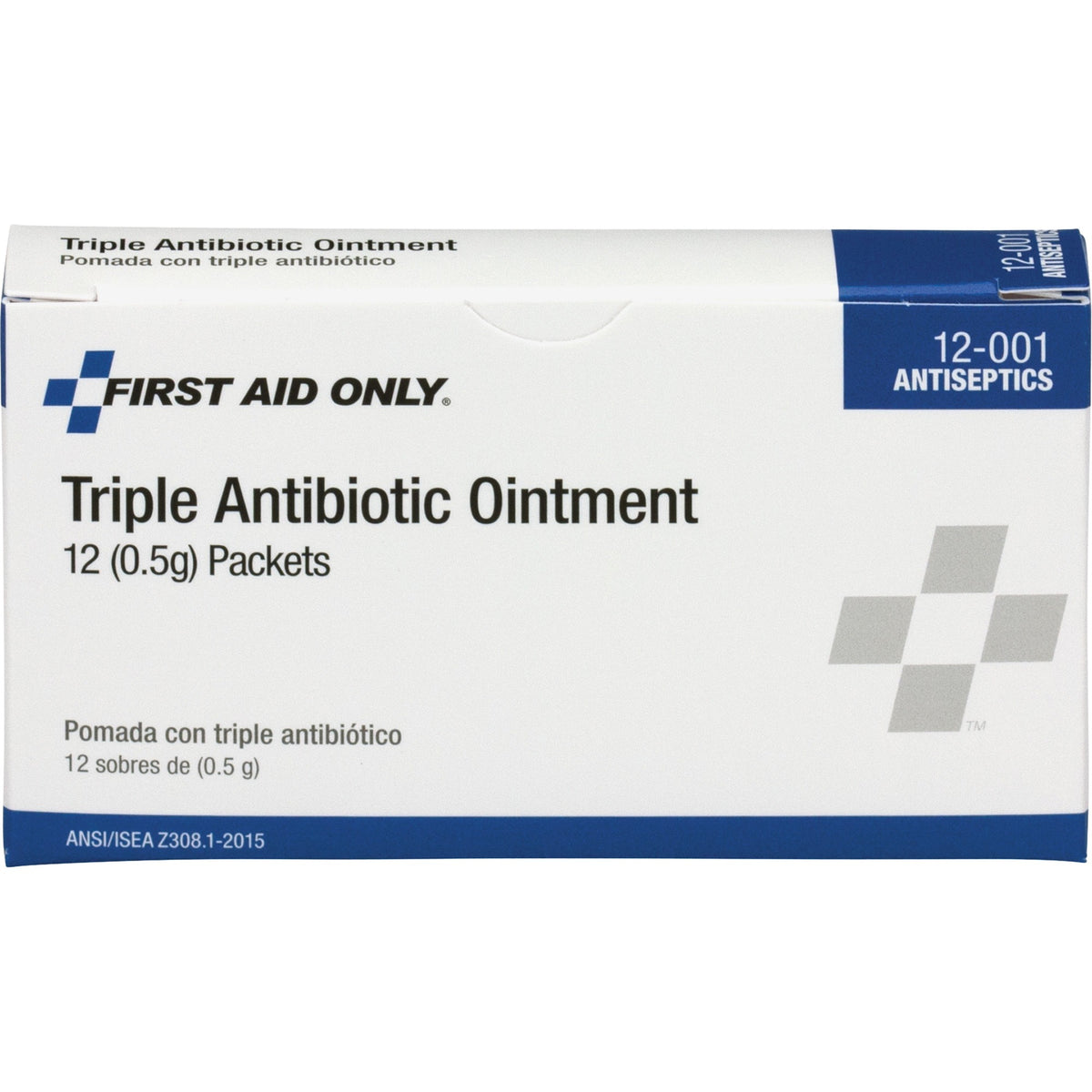 First Aid Only Triple Antibiotic Ointment Packets - For Infection, Scrape, Burn, Minor Cut/ - 12 / Box