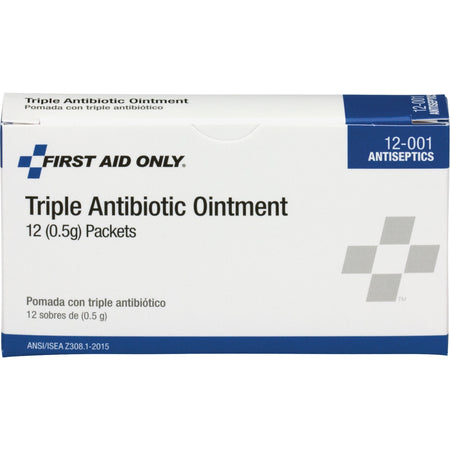 First Aid Only Triple Antibiotic Ointment Packets - For Infection, Scrape, Burn, Minor Cut/ - 12 / Box
