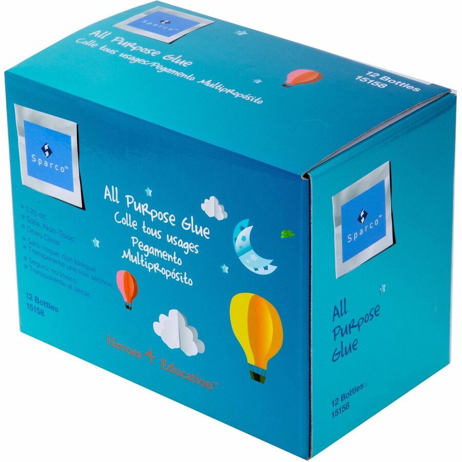 Sparco Washable School Glue - 1.25 fl oz - White - 12 / Box