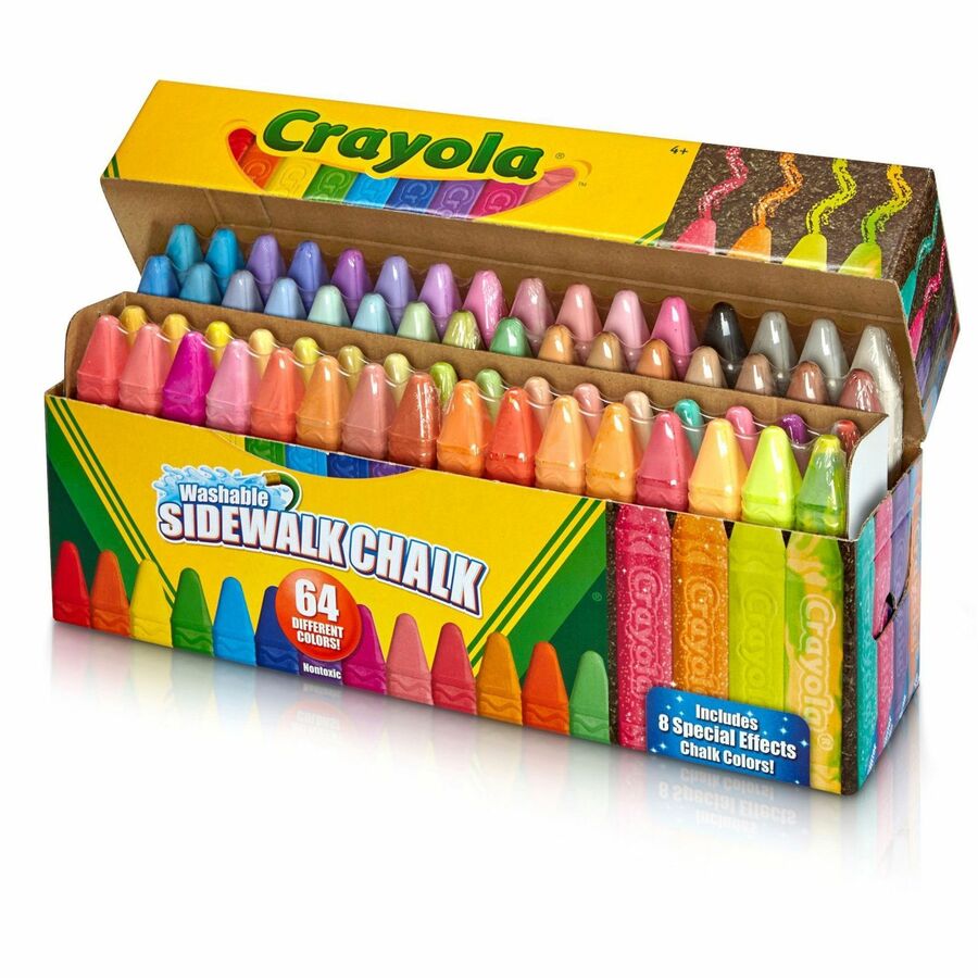Crayola Washable Sidewalk Chalk - Assorted - 64 / Box