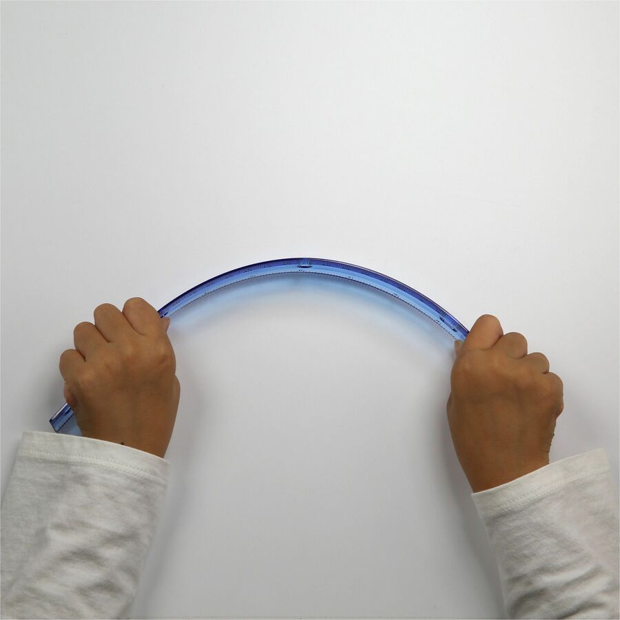 Officemate Flexible Rulers: 12" Length x 1.3" Width - Plastic - Imperial & Metric - Assorted Colors - 12 Pack