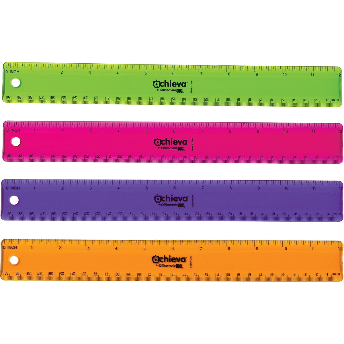Officemate Flexible Rulers - 12" Length x 1.3" Width - Imperial, Metric Measuring System - Plastic - Assorted - 12 / Pack