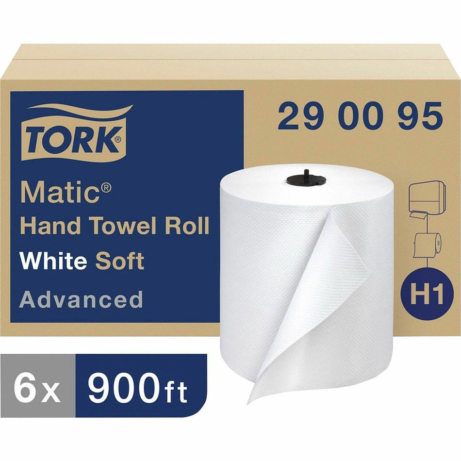 TORK Matic Hand Towel Rolls - 1 Ply - 7.70" Width x 900 ft Length - 7.30" Roll Diameter - 1.50" Core - White - Paper - 6 Rolls Per Container - 6 / Carton