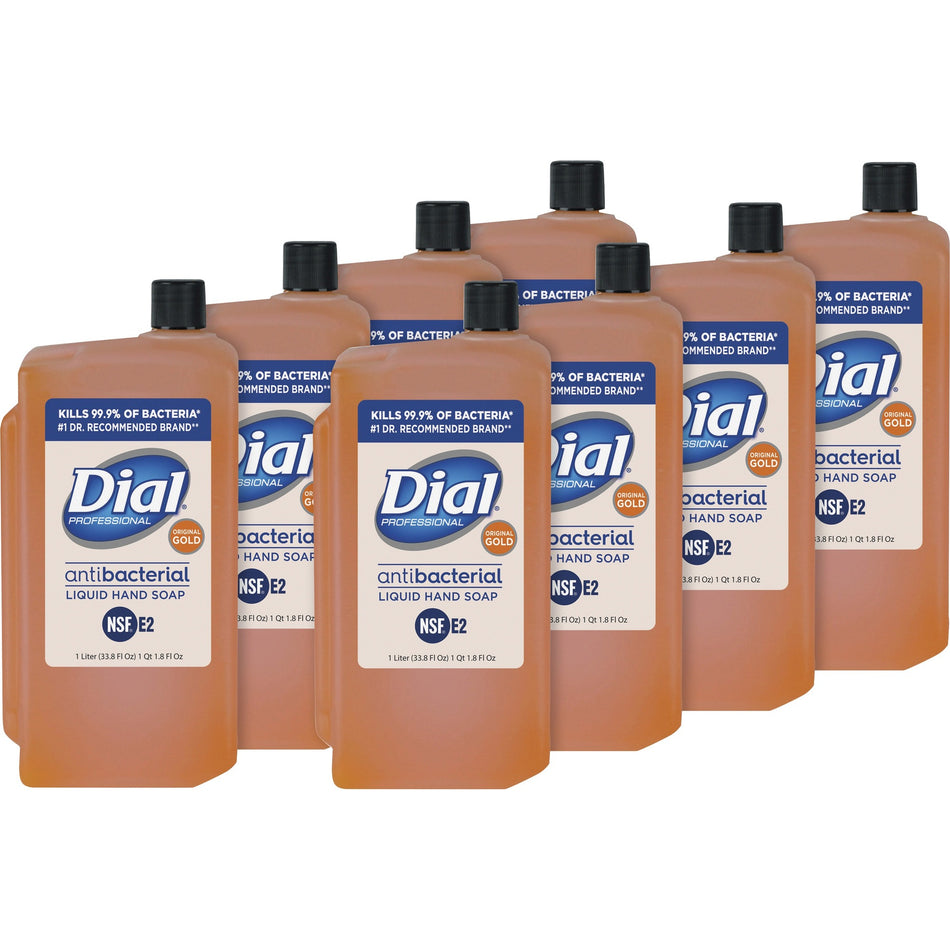 Dial Gold Antibacterial Liquid Hand Soap Refill - 1.06 quart - Kill Germs - Skin, Hand - Orange - 8 / Carton