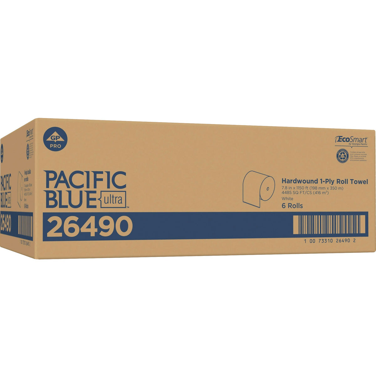 Pacific Blue Ultra High-Capacity Recycled Paper Towel Rolls - 7.87" Width x 1150 ft Length - White - Paper - 6 Rolls Per Container - 6 / Carton