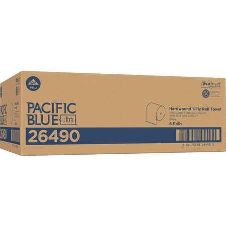 Pacific Blue Ultra High-Capacity Recycled Paper Towel Rolls - 7.87" Width x 1150 ft Length - White - Paper - 6 Rolls Per Container - 6 / Carton