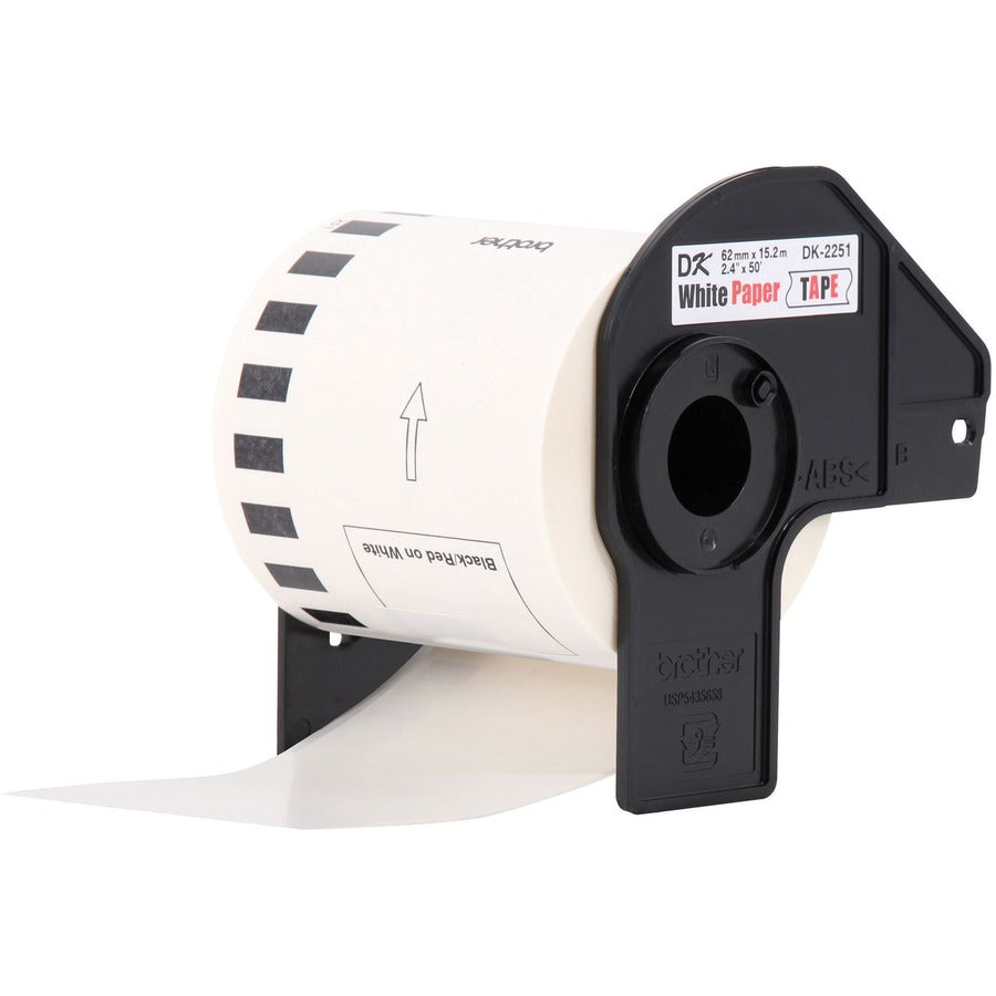 Brother BK/RD on WE Continuous Length Paper Labels - 2 2/5" Width - White - Paper - 1 Roll