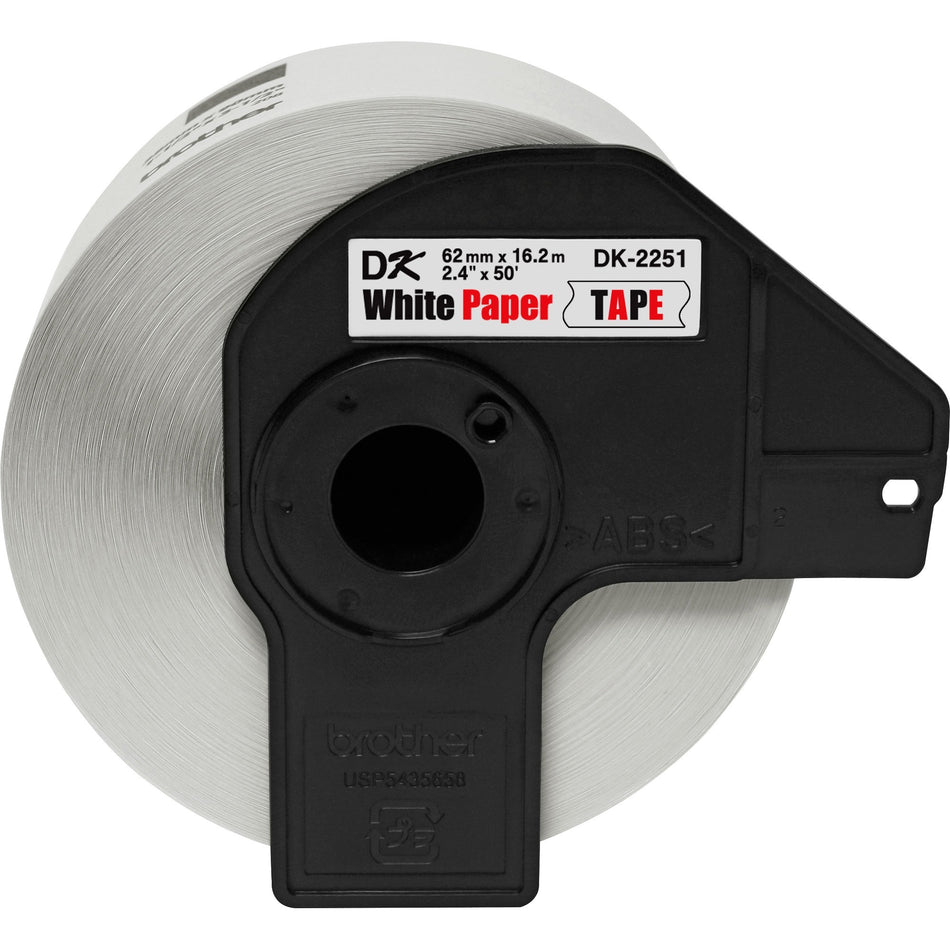 Brother BK/RD on WE Continuous Length Paper Labels - 2 2/5" Width - White - Paper - 1 Roll