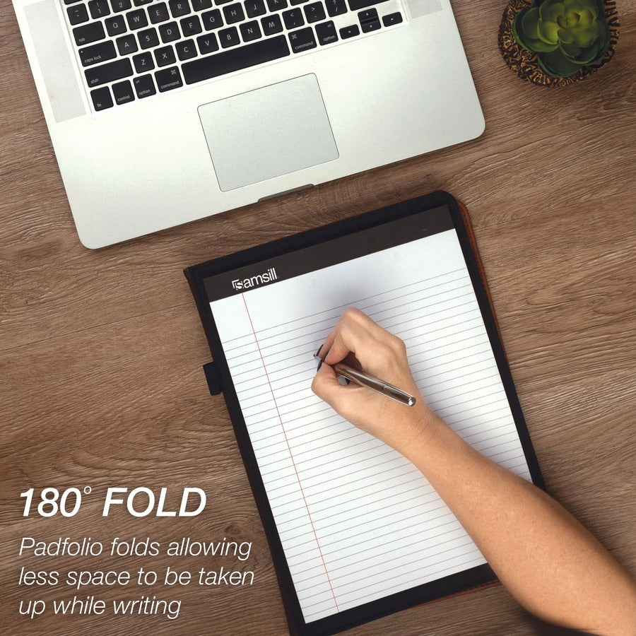 Samsill Letter Pad Folio - 8 1/2" x 11" - Leather - Tan - 1 Each