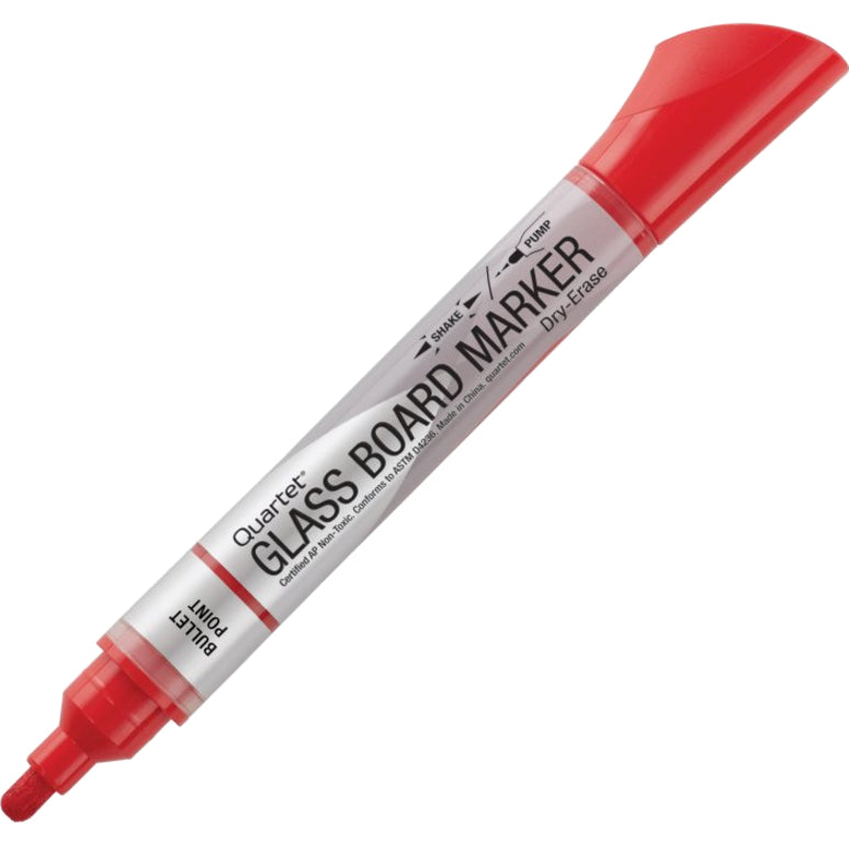 Quartet Premium Dry-Erase Markers for Glass Boards - Bullet Marker Point - Erasable - Black, Blue, Red, Green Ink - 4 / Pack