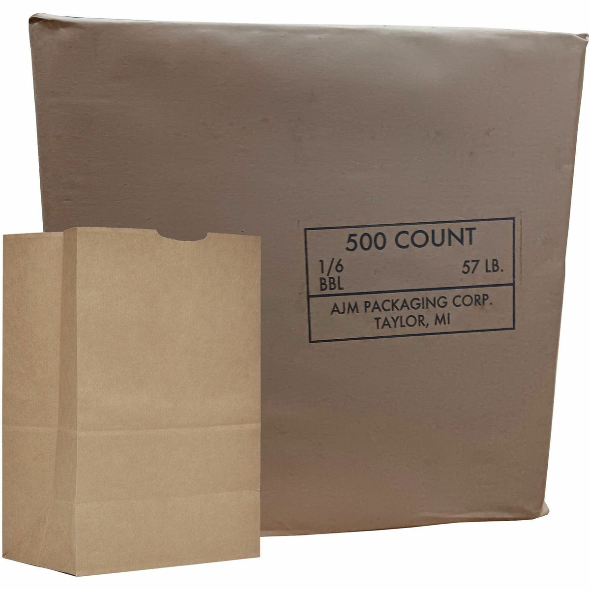 AJM Packaging Grocery Sacks - 17" Length x 12" Width x 7" Depth - Kraft - Kraft - Grocery, Food - 500 / Carton