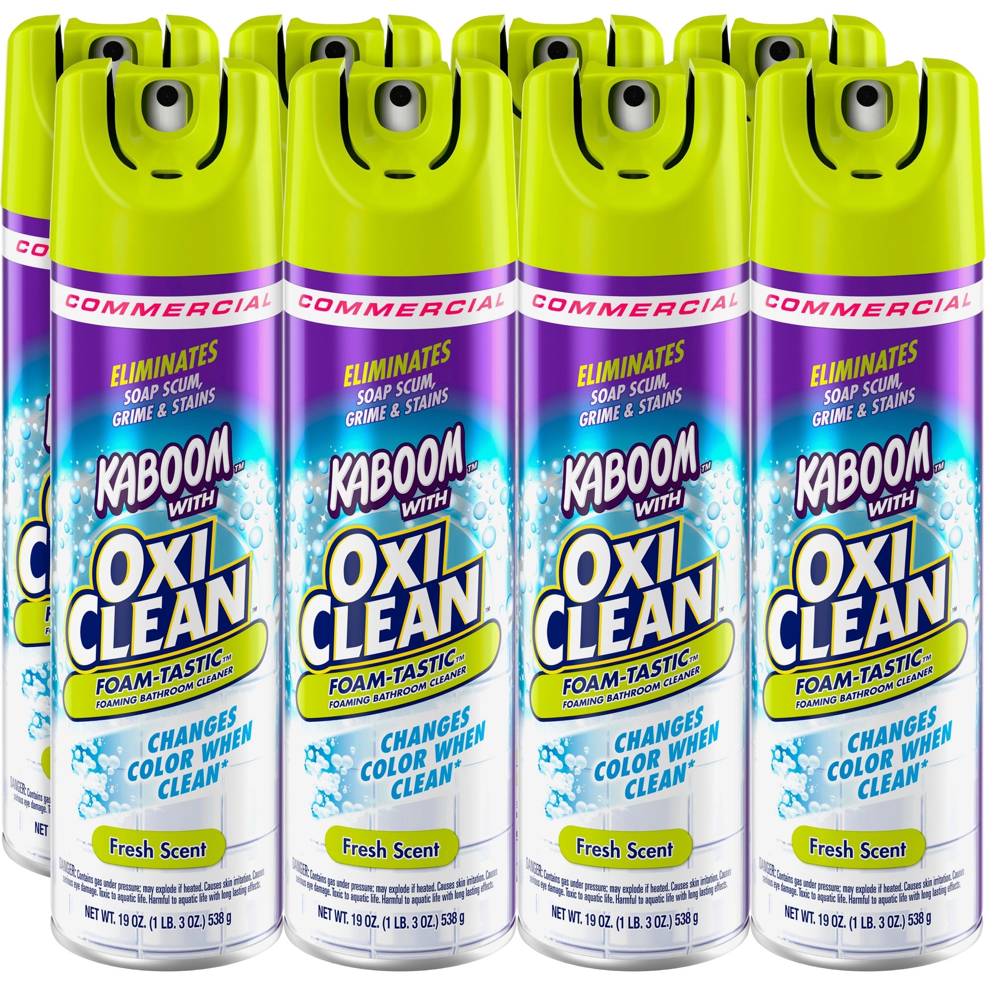 Kaboom Foam-Tastic Bathroom Cleaner - For Multi Surface - Ready-To-Use - 19 oz (1.19 lb) - Fresh Scent - Recommended For: Soap Scum Remover - Scrub-free - Clear - 8 / Carton
