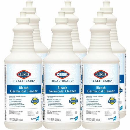 Clorox Healthcare Pull-Top Bleach Germicidal Cleaner - Ready-To-Use - 32 fl oz (1 quart) - Disinfectant, Fast Acting, Refillable, Cleanse, Anti-corrosive, Versatile, Anti-bacterial - White - 6 / Carton