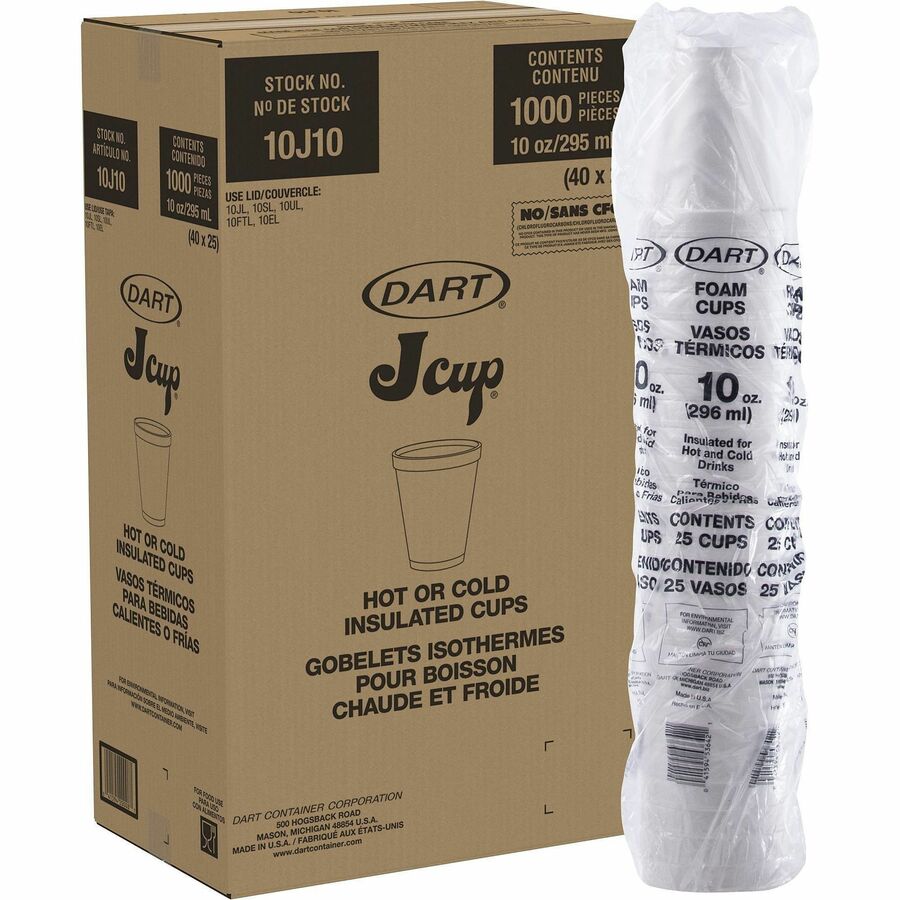 Dart J Cup 10 oz Insulated Foam Cups - Front