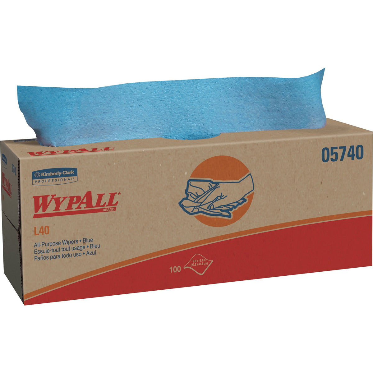Wypall L40 Cloth-like Wipes - 9.80" Width x 16.40" Length - Blue - 100/Box - 9 / Carton