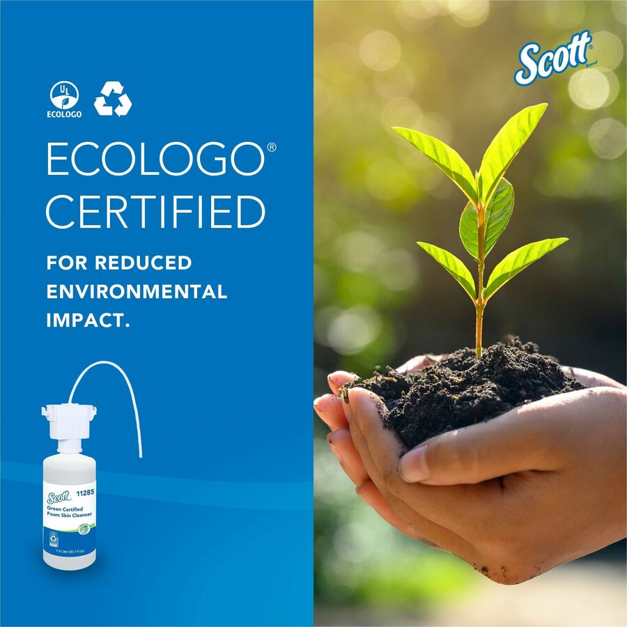 Scott Essential Green Certified Foam Skin Cleanser - Foam - 1.59 quart - Applicable on Hand - Fragrance-free, Dye-free - 2 / Carton