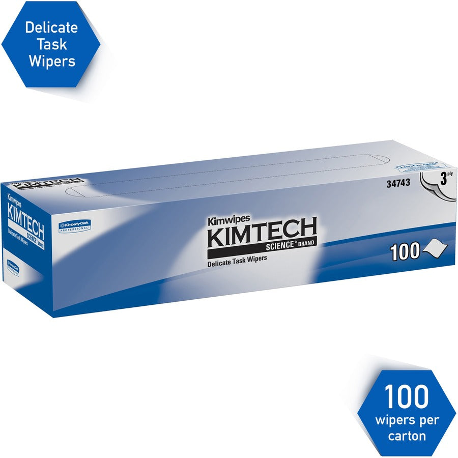 KIMTECH Delicate Task Wipers - Pop-Up Box - For Laboratory - Absorbent - White - 100/Box - 15 / Carton