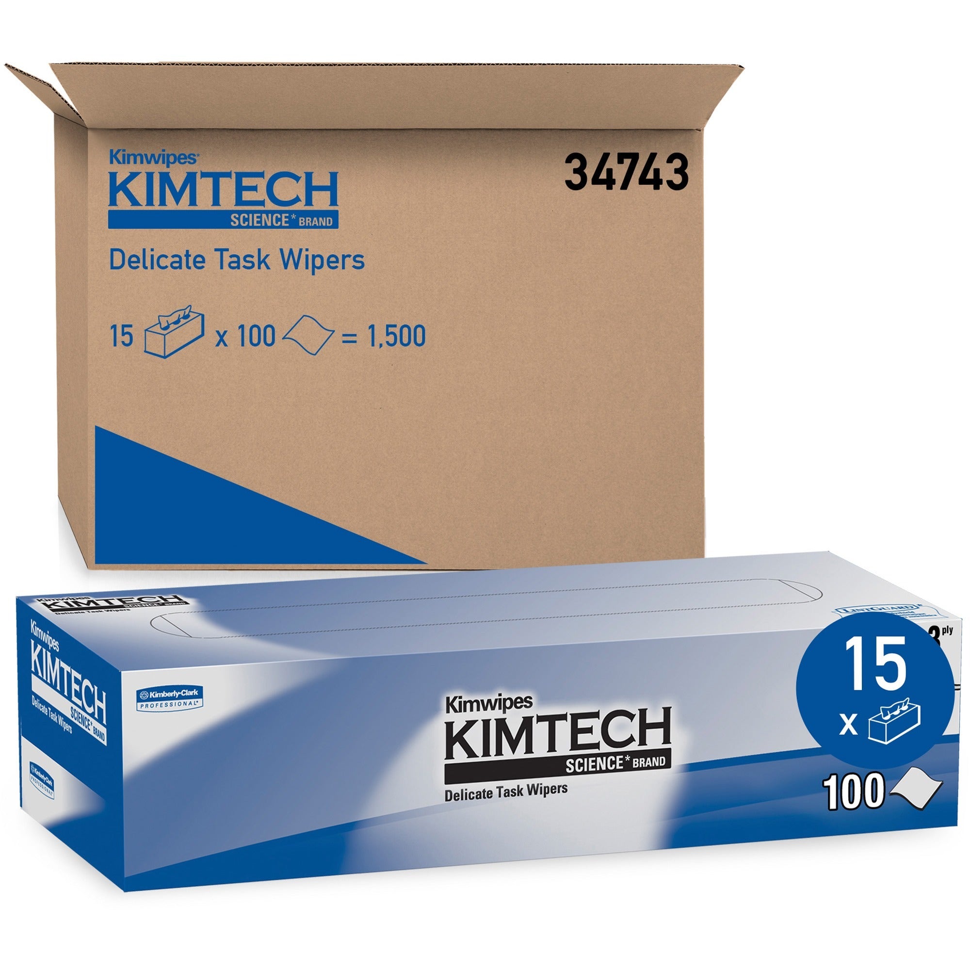 KIMTECH Delicate Task Wipers - Pop-Up Box - For Laboratory - Absorbent - White - 100/Box - 15 / Carton