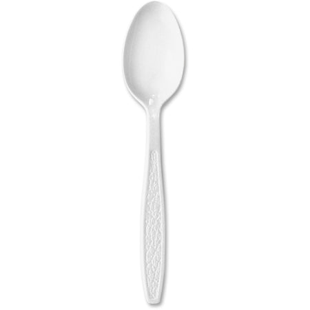 Solo Cup Guildware Plastic Teaspoons - Teaspoon - 1 x Teaspoon - Breakroom - Disposable - Textured - White - 100/Box - 10 / Carton