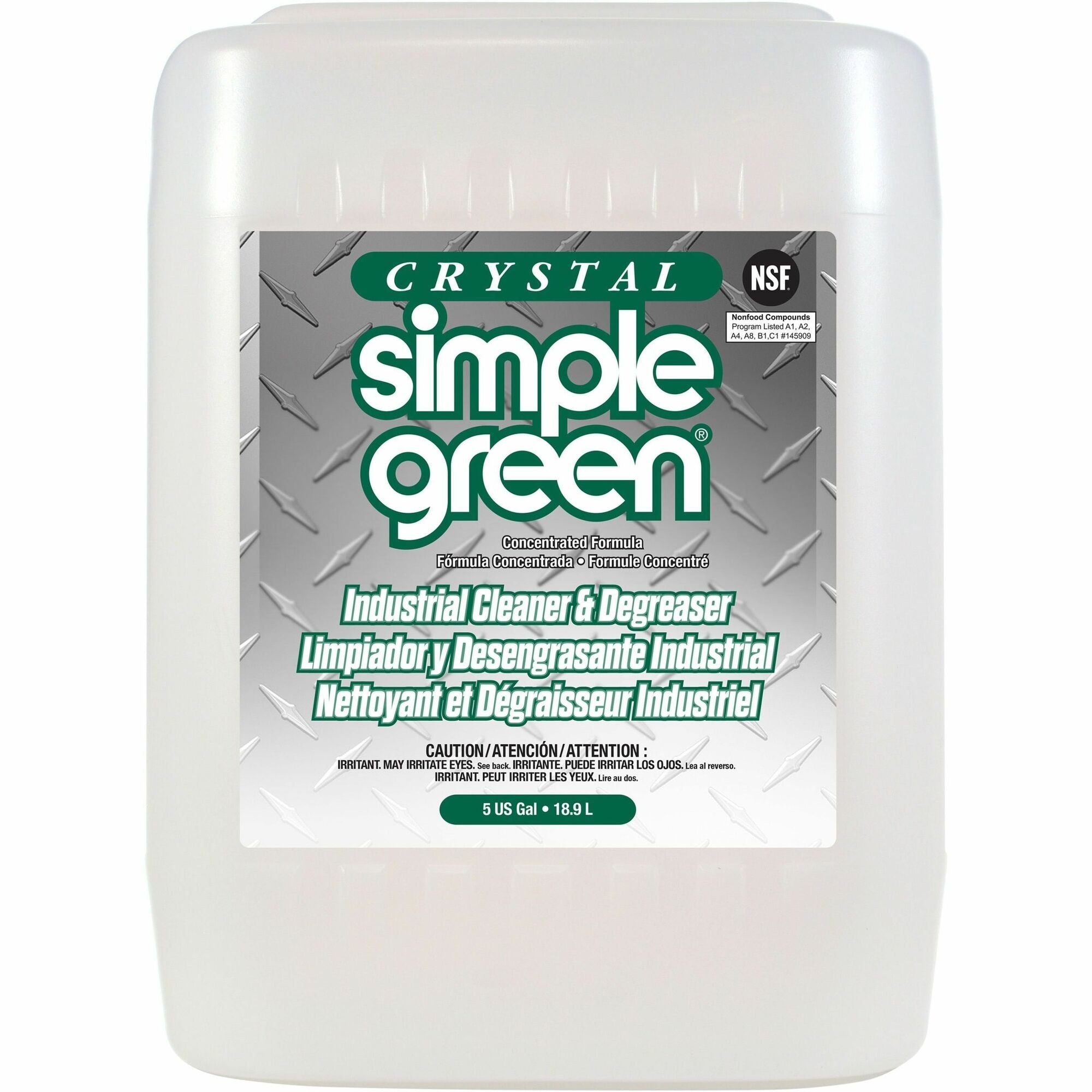 Simple Green Crystal Industrial Cleaner/Degreaser - For Multipurpose - Concentrate - 640 fl oz (20 quart) - Non-flammable, Fragrance-free, Color-free - Clear - 1 Each