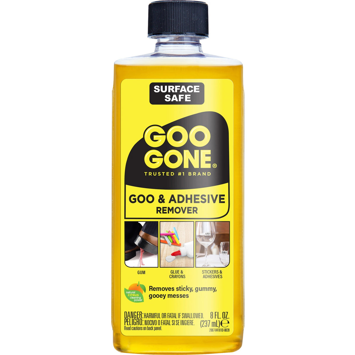 Goo Gone Gum/Glue Remover - For Multipurpose - 8 fl oz (0.3 quart) - 12 oz (0.75 lb) - Citrus Scent - Recommended For: Grease Remover - Easy to Use - Orange - 1 Each