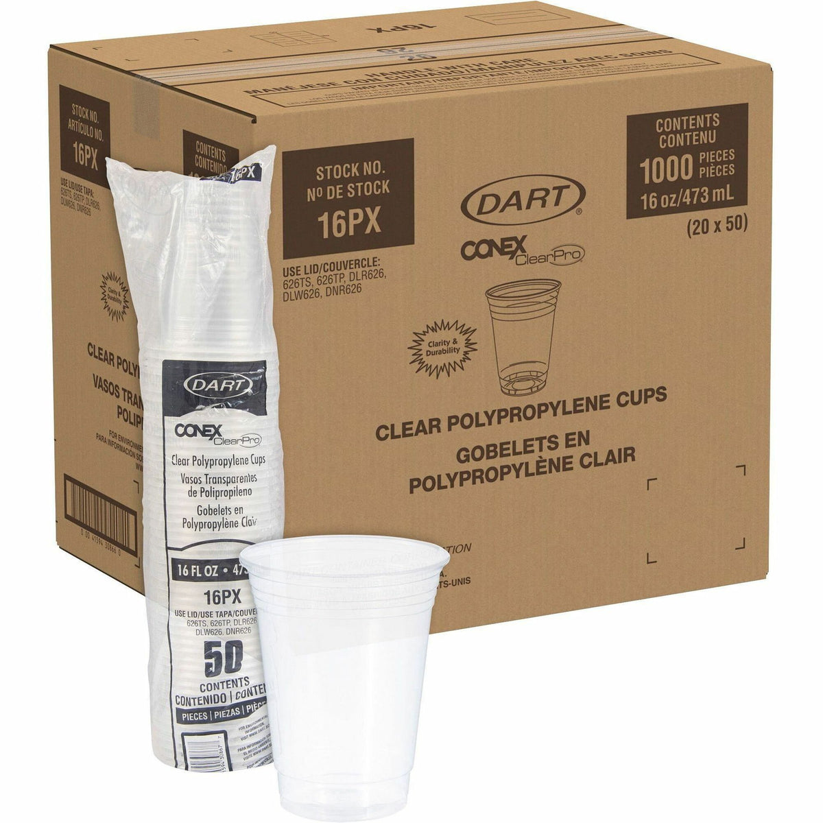 Solo Conex 16 oz ClearPro Cold Cups - 16 fl oz - Clear - Polypropylene - Beverage - 50/Pack - 20 / Carton