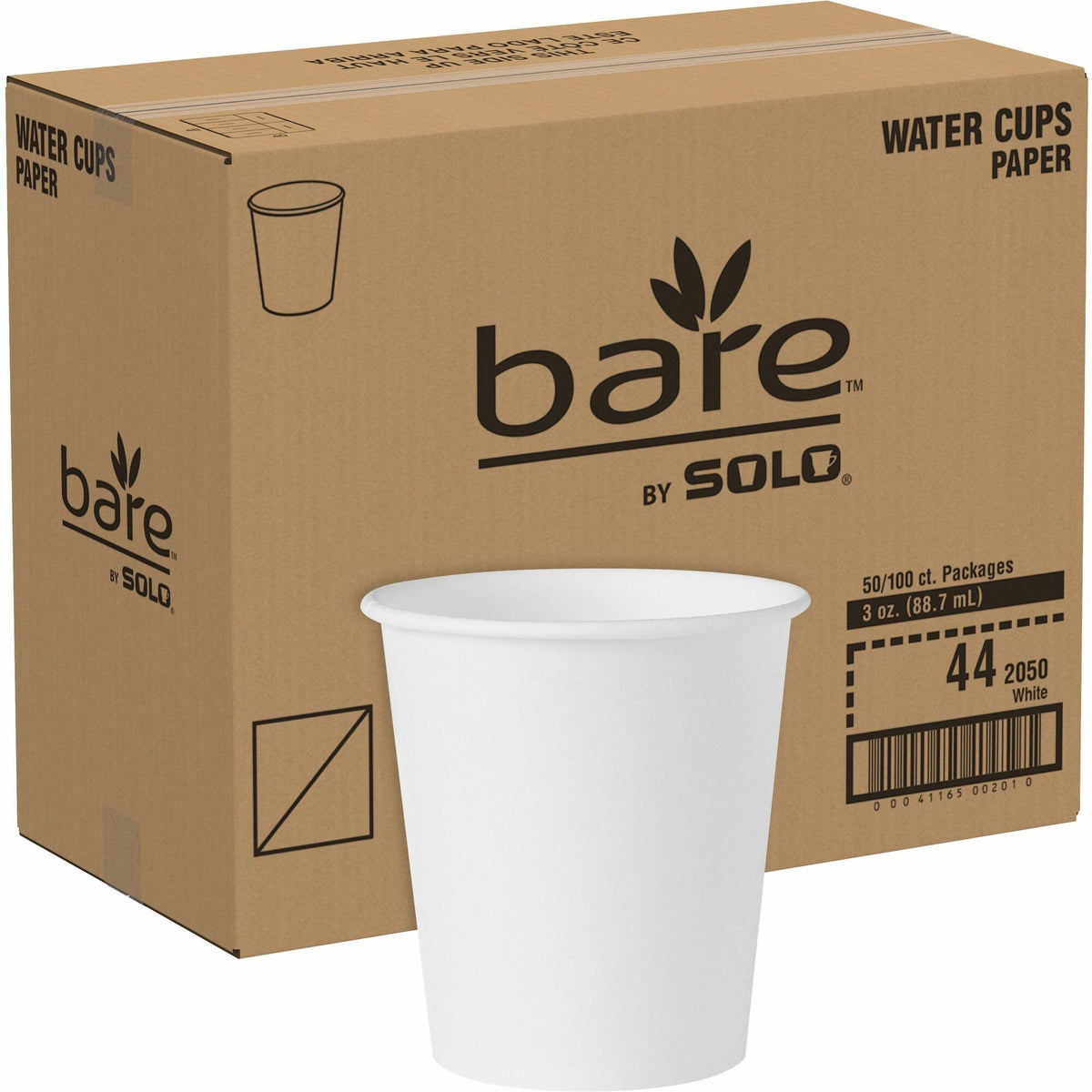 Solo 3 oz Treated Paper Water Cups - 3 fl oz - White - Paper - Water - 100/Pack - 50 / Carton