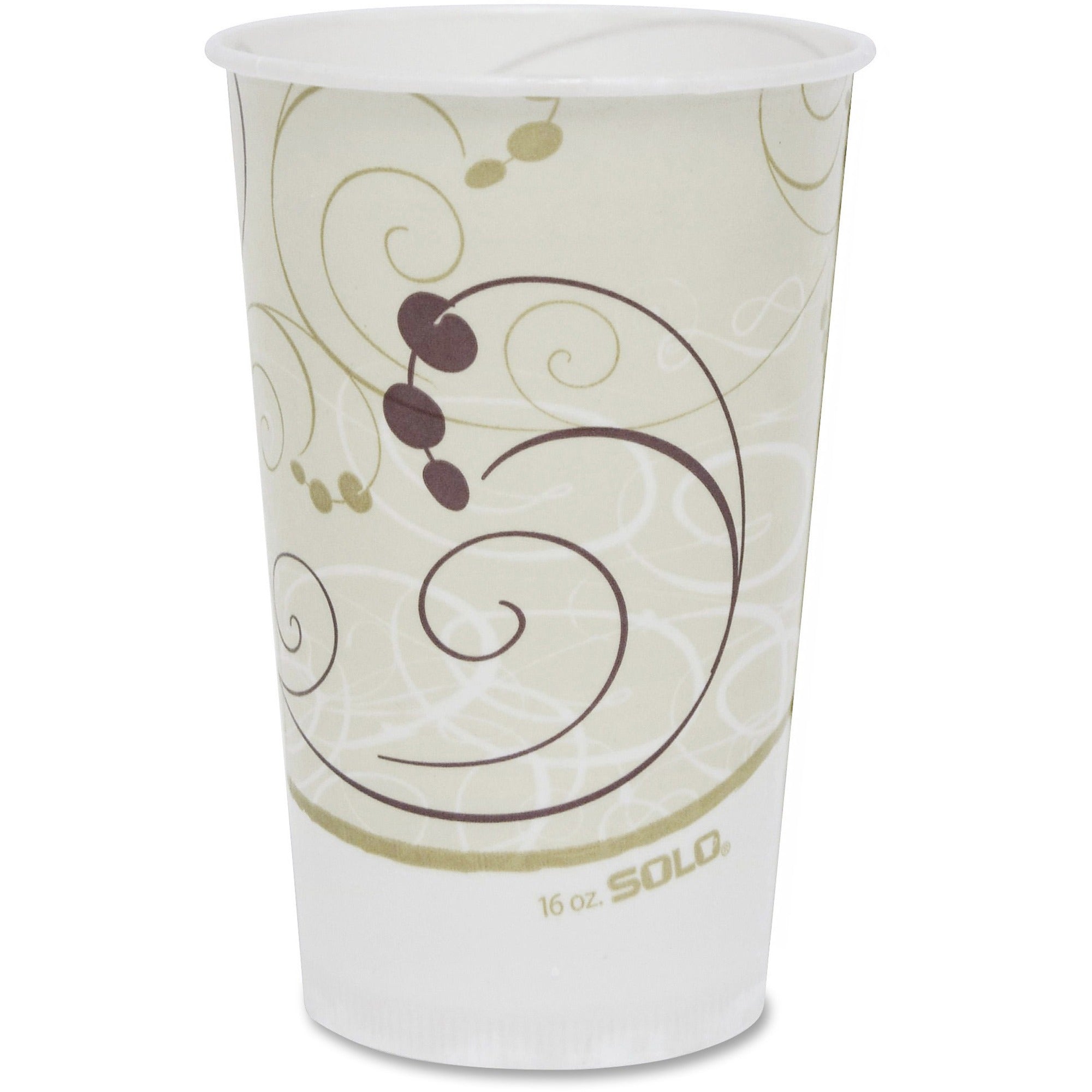 Solo 16 oz Symphony Waxed Paper Cold Cups - 16 fl oz - White, Brown, Green - Paper - Cold Drink, Milk Shake, Smoothie - 50 / Pack