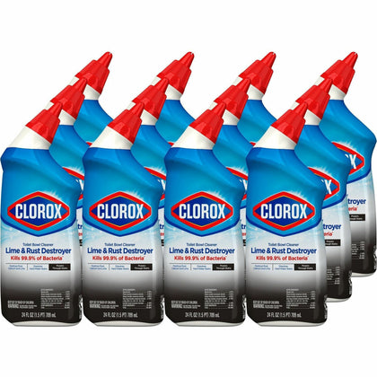 Clorox Toilet Bowl Cleaner Lime & Rust Destroyer - For Toilet Bowl - 24 fl oz (0.8 quart) - Recommended For: Stain Remover - Deodorize, Bleach-free - Clear Bottle - 12 / Carton