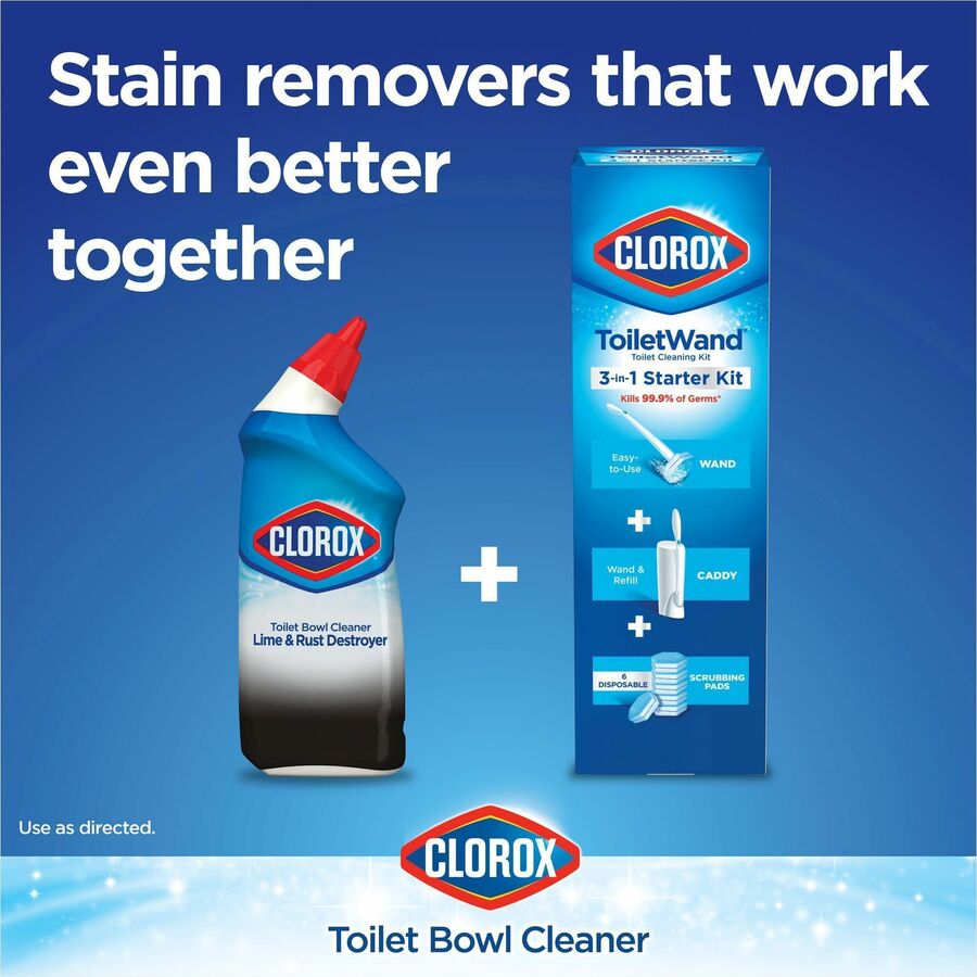 Clorox Toilet Bowl Cleaner Lime & Rust Destroyer - For Toilet Bowl - 24 fl oz (0.8 quart) - Recommended For: Stain Remover - Deodorize, Bleach-free - Clear Bottle - 12 / Carton