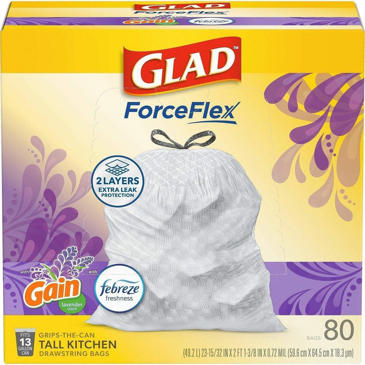 Glad ForceFlex Tall Kitchen Drawstring Trash Bags - 2000