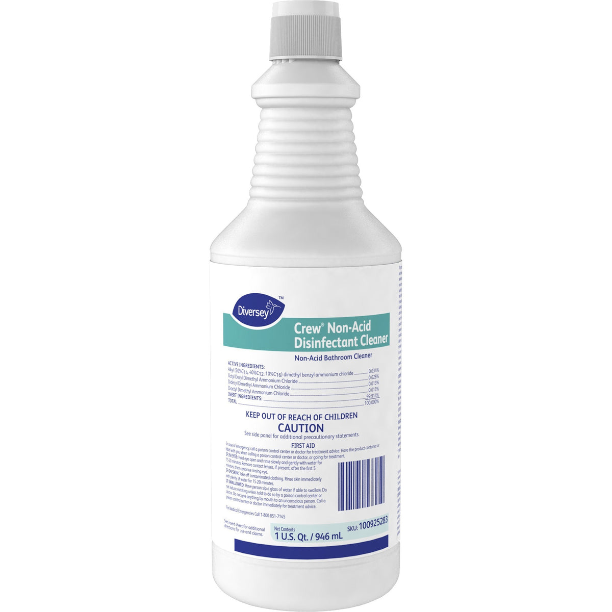 Diversey Crew Non-Acid Disinfectant Cleaner - Ready-To-Use - 32 fl oz (1 quart) - Fresh Scent - Recommended For: Odor Remover - Disinfectant, Non-abrasive, Deodorize, Non-porous - Blue - 1 Each