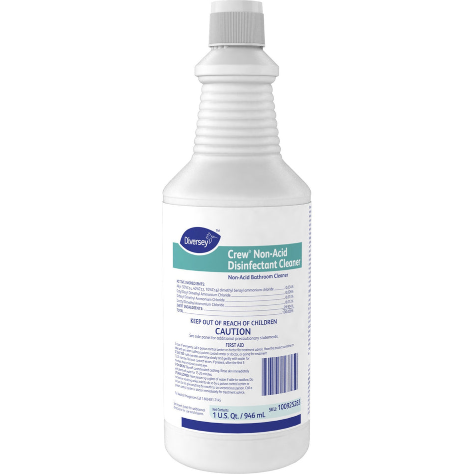 Diversey Crew Non-Acid Disinfectant Cleaner - Ready-To-Use - 32 fl oz (1 quart) - Fresh Scent - Recommended For: Odor Remover - Disinfectant, Non-abrasive, Deodorize, Non-porous - Blue - 1 Each